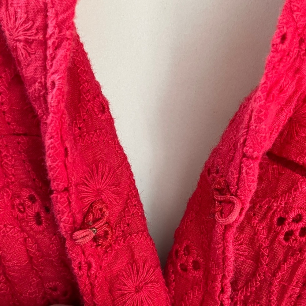 a la carte Eyelet Cotton Women's Jacket/Topper Romantic Layering Size S Red - Picture 5 of 11